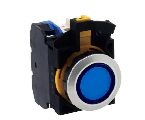 artiklikood: IDE_214831, nimetus: CW4L-M1E10Q4S, kirjeldus: Surunupp lambiga, tagastuv, madal, sinine, 1xNO, 24 AC/DC
