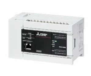 FX5U-32MT/ESS artiklikood: ME_280491, nimetus: FX5U-32MT/ESS, kirjeldus: CPU-moodul
Toitepinge: AC 100-240 V
16 sisendit DC 24 V, 2 analoogsisendit (0-10V, 12 bit)
16 transistorväljundit (PNP), 1 analoogväljund (0-10V, 12 bit)
RS-485 Modbus RTU, Ethernet, Modbus TCP client/server, SD kaart
WEB server, CC-Link IE Basic