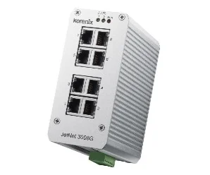 artiklikood: BE_F00N3008000008, nimetus: JetNet 3008G v2.0, kirjeldus: Tööstuslik 8 pordiga mittehallatav Ethernet Gigabit switch
8 liidest 10/100/1000TX, Auto MDI/MDI-X
Dubleeritud toitesisendid: 12..48 VDC
Releeväljundid: pordi häire, toite häire
IP31, alumiiniumkorpus, Töötemperatuur: -10..+70°C
