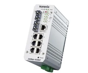 artiklikood: BE_F00N4508310304, nimetus: JetNet 4508if-s, kirjeldus: Tööstuslik 8 pordiga hallatav Ethernet switch
6 liidest 10/100TX, Auto MDI/MDI-X
2 liidest 100Base-FX Duplex SC Single-Mode 30 km
Dubleeritud toitesisendid: 10,8..32 VDC
Sisendid: 1xDI; Väljundid: konfigureeritavad 1xDO
IP31, alumiiniumkorpus, Töötemperatuur: -10..+70°C
