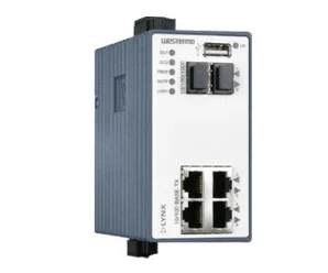 L106-F2G artiklikood: WEST_3643-0230, nimetus: L106-F2G, kirjeldus: Tööstuslik 6 pordiga hallatav Ethernet Switch
4 x RJ-45, 10 Mbit/s, 100 Mbit/s
2 x 100/1000 Mbit/s, Ethernet FX või TX, SFP (nõutav transiiver)
–40 .. +70°C, 24 .. 48 VDC