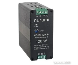 artiklikood: NU_2524004, nimetus: PS1D-120-24 Toiteplokk 24 VDC 5,0 A, kirjeldus: Nurumi toiteplokk 24 VDC, 120 W, 5,0 A
85–264 VAC

