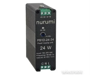 artiklikood: NU_2524001, nimetus: PS1D-24-24 Toiteplokk 24 VDC 1,0 A, kirjeldus: Nurumi toiteplokk 24 VDC, 24 W, 1,0 A
85–264 VAC
