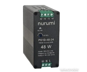 artiklikood: NU_2524002, nimetus: PS1D-48-24 Toiteplokk 24 VDC 2,0 A, kirjeldus: Nurumi toiteplokk 24 VDC, 48 W, 2,0 A
85–264 VAC
