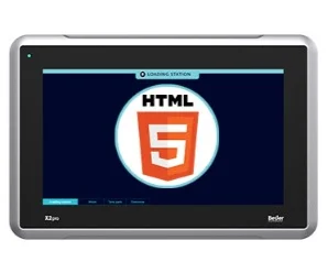 artiklikood: BE_640020605, nimetus: X2 pro 15 WEB, 15´´ HMI Operaatorpaneel, kirjeldus: Graafiline LCD TFT ekraan 15,0´´, värviline, Win CE
10280x800, CPU Single Core 1GHz, 1,8GB prog.mälu, SD kaart
3xRS232/RS422/RS485, Ethernet 10/100 MBit, WEB, FTP
RTC, lisakaardi liides, USB, metallist korpus, DNV, IP65, 24VDC
Sissehitatud HTML5 web client
